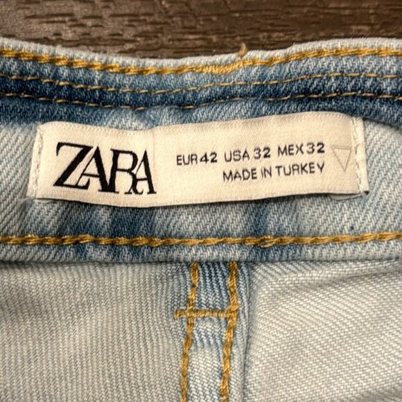 ZARA Women's Mid Rise Skinny Jeans Distressed Light Wash Size 32 - Picture 8 of 9